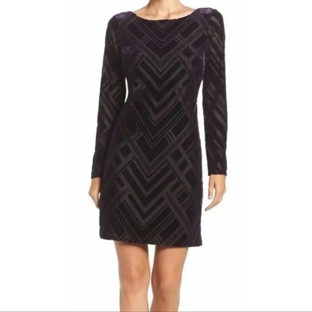 NWT Vince Camuto Velvet Burnout Long Sleeve Dress Size 14